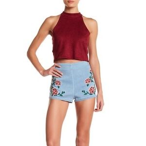 🛍 Flying Tomato Embroidered Denim Shorts (M)